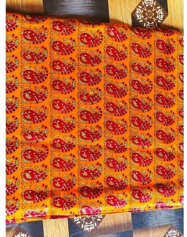 Printed Yellow Cotton Blouse Fabric, Width : 42 Inches/ 107 cm