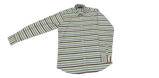 Mens Green Striped Full Sleeve Shirt, Speciality : Impeccable Finish ...