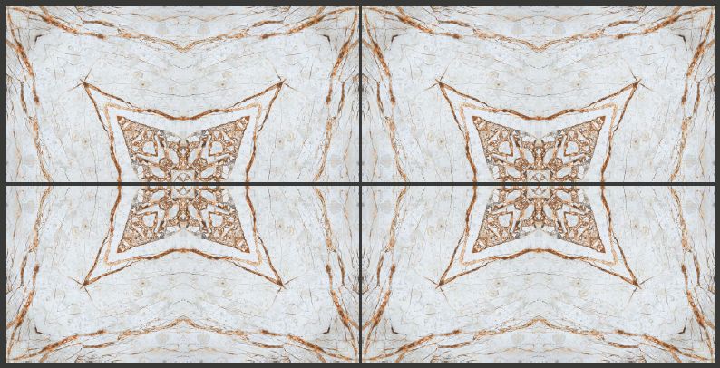 Rectangular Polar Grey Bookmatch Glossy Porcelain Tiles, for Interior, Size : 600 X 1200 mm