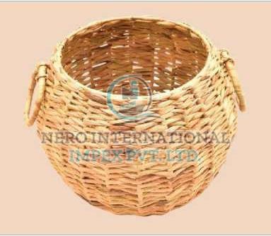 Brown Bamboo Belly Planter, Shape : Round