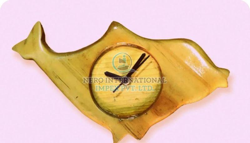 Bengal Art Wooden Fish Shape Clock