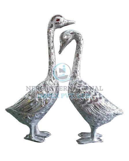 Silver Polished Designer Aluminium Bird Showpiece