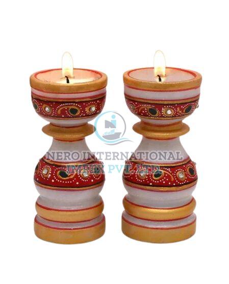 Carved Designer Marble Candle Stand, Speciality : Shiny