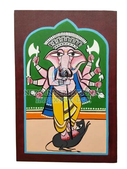 Multicolor Rectangular Canvas Ganesha Wall Painting, for Home Decoration, Packaging Type : Carton Box
