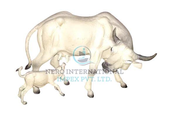 White Carved Polished Handmade Leather Cow Showpiece, for Home Decor, Style : Antique