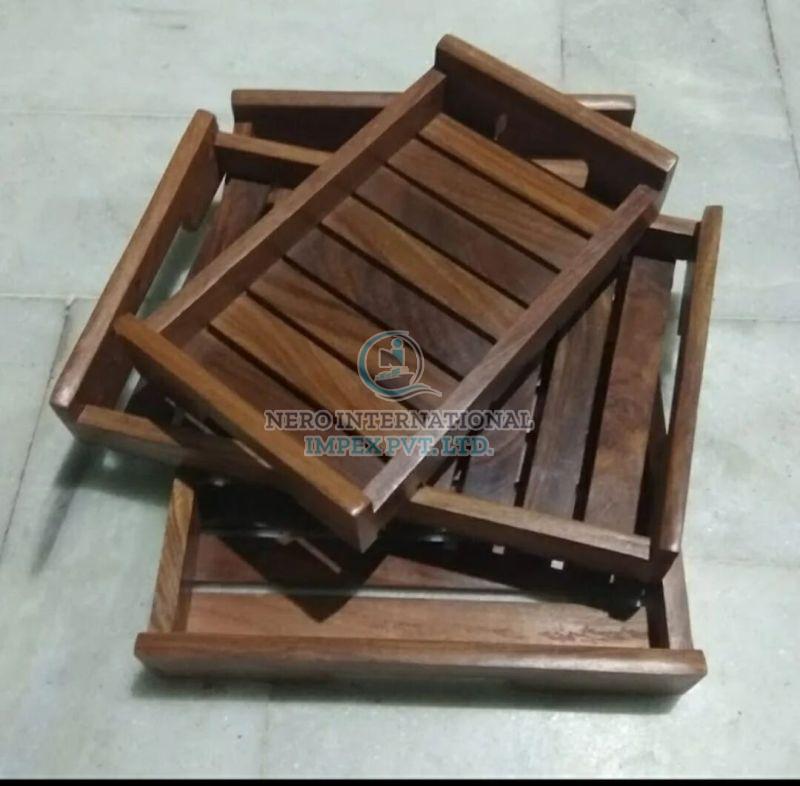 Wooden Rectangular Tray Set, for Homes, Hotels, Feature : Shiny Look, Light Weight, High Quality