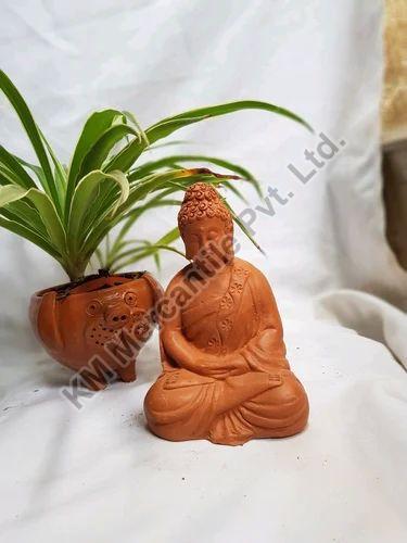 Brown Plain Terracotta Buddha Statue, for Home Decoration, Packaging Type : Thermocol Box