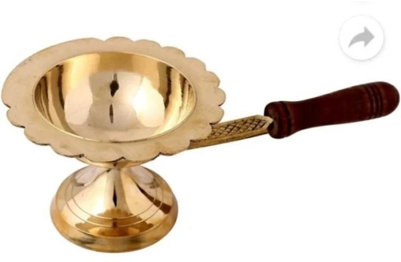 Polished Brass Diya with Handle, Style : Antique