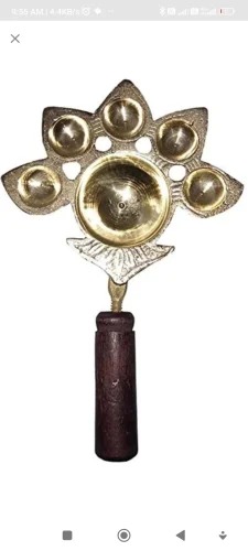 Polished Brass Panch Aarti Diya, Feature : Corrosion Proof, Fine Finishing, High Quality