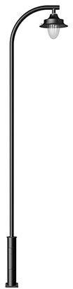 Black Single Arm Modern Garden Light Pole, Lighting Color : White