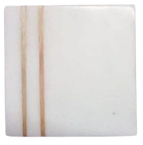 4x4 Inch Square White Marble & Wood Coaster