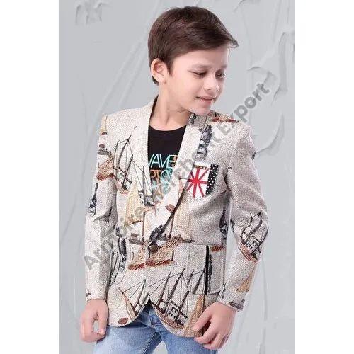 Printed Cotton Boy Kids Blazer, Feature : Comfortable, Impeccable Finish