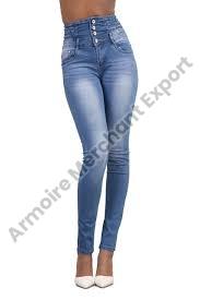 Blue Denim Ladies Casual Faded Jeans, Feature : Anti-shrink