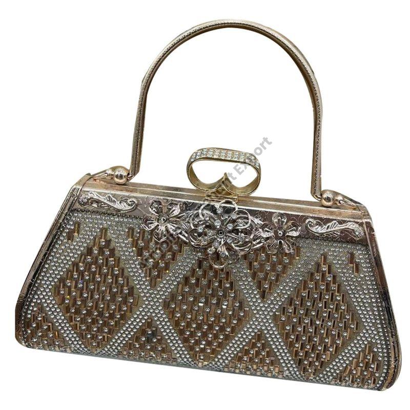 Golden Ladies Party Wear Clutch Bag, Feature : Comfortable, Fine Finishing, Shiny Look