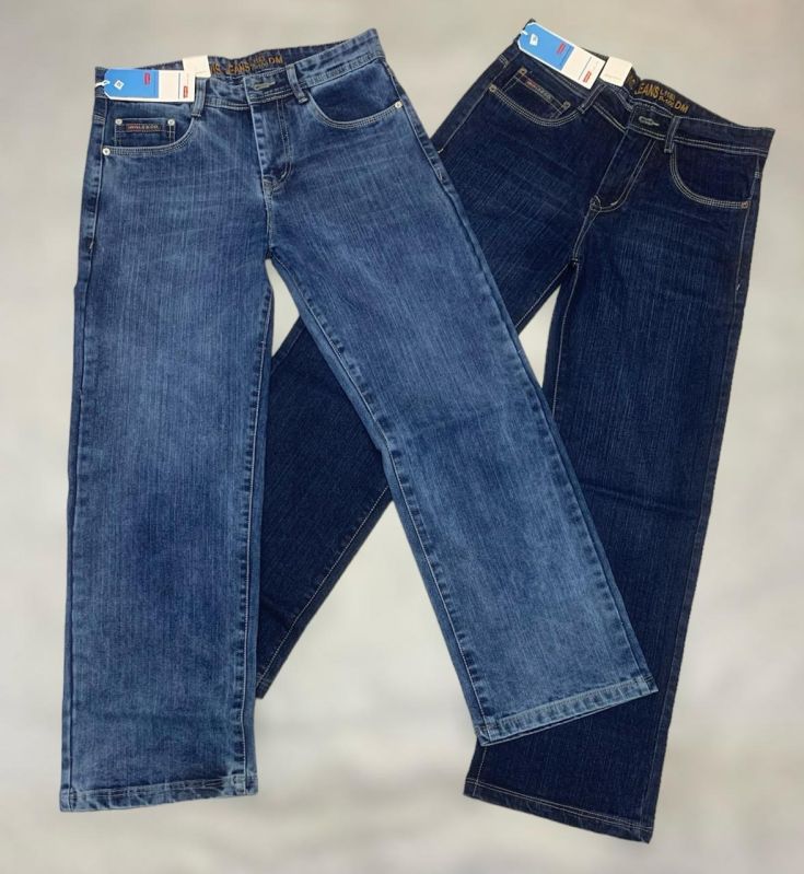 Denim Plain Blue straight fit jeans, Occasion : Casual Wear