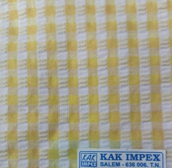 Poly Cotton Seersucker Check Fabric, for Garments