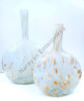 Round Glass Flower Vase, for Decoration, Packaging Type : Box