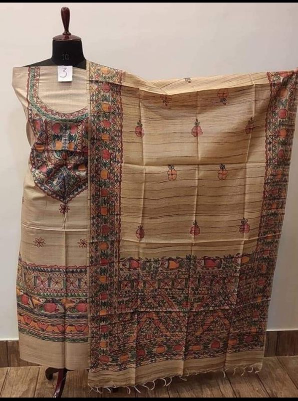 Embroidery Work Weaving All khadi silk suit, Packaging Type : Plastic Bag