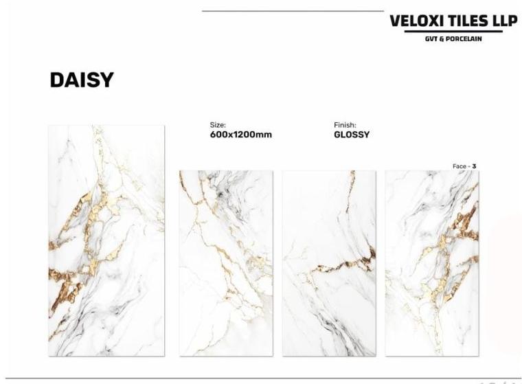 Veloxi Glossy Porcelain Daisy Floor Tile, for Flooring, Size : 600X1200mm
