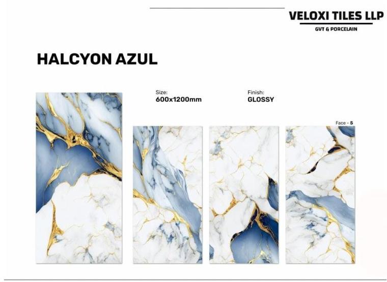 Veloxi Glossy Porcelain Halcyon Azul Floor Tile, for Flooring, Size : 600X1200mm