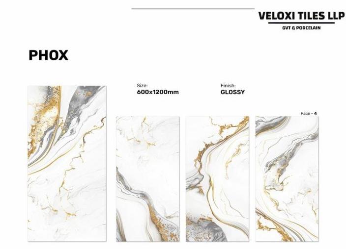 Veloxi Porcelain Glossy Phox Floor Tile, for Flooring, Size : 600X1200mm