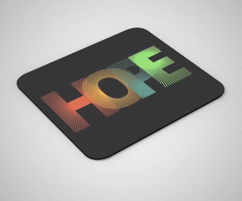 Black Square Rubber mousepad, for Home, Office, School, Design : HOPE