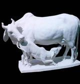 White Marble Cow Statue, for Temple, Packaging Type : Carton Box
