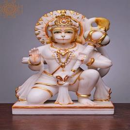 Multicolor Color Coated Marble Lord Hanuman Statue, for Religious Purpose, Packaging Type : Carton Box