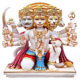 Marble Panchmukhi Hanuman Ji Statue, for Worship, Color : Multicolor