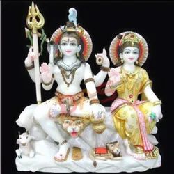 Multicolor Marble Shiv Parvati Statue, for Worship, Packaging Type : Carton Box