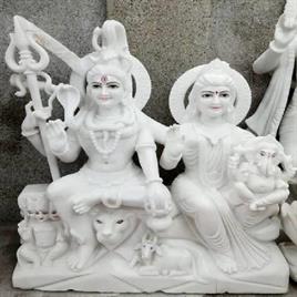 White Marble Lord Shiva Parivar Statue