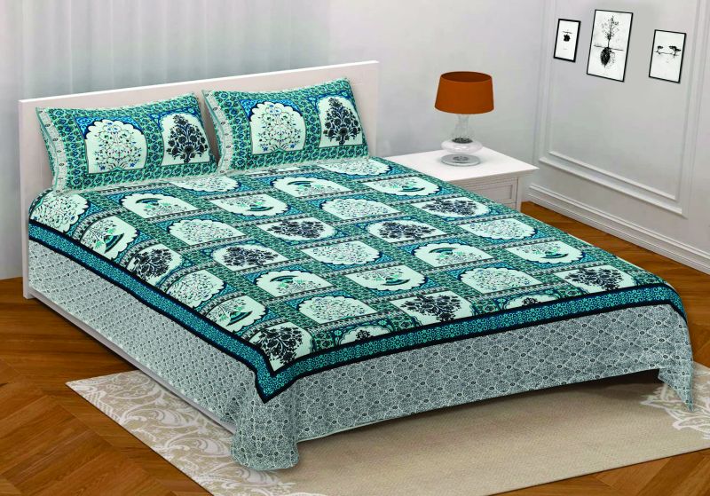Multicolor SHOPOJ Printed Cotton Double King Size Bedsheet, for Home, Size : 90x108