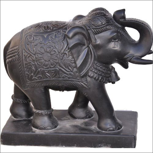 Black Marble Elephant Statue, for Garden, Packaging Type : Carton Box