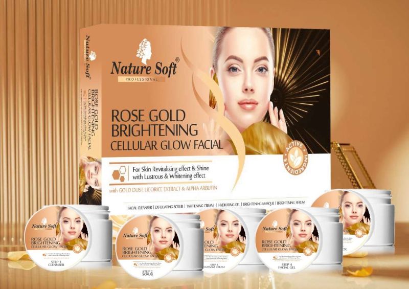 Rose Gold Brightening Facial Kit, Packaging Type : Plastic Box