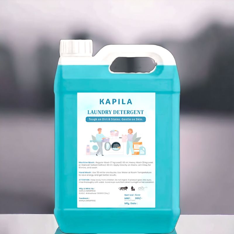 Kapila Round Hdpe Blue Liquid Detergent, For Machine Wash Bucket Wash, Capacity : 5ltr