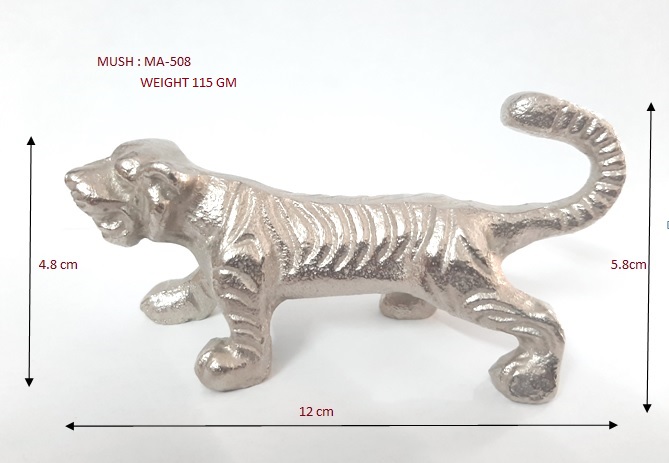 Silver Pewter Finish Aluminum Tiger Statue, for Home Decor, Gifting, Size : 12 X 4.8 X 5.8 CM (LXBXH)