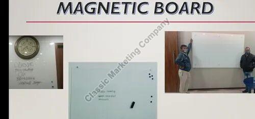 White Rectangular 48x36 Inch Magnetic Glass Board, for School, Office, College