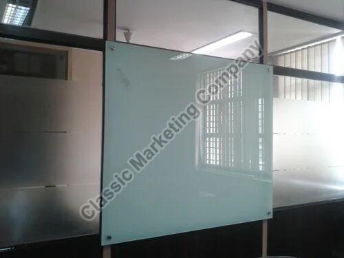 Rectangular Glossy Non Magnetic Glass Board, for School, Office, College, Color : White