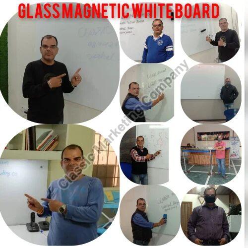 White Lacquered Magnetic Glass Board, for School, Office, College, Frame Material : Frameless