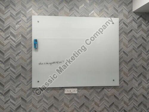 Rectangular White Magnetic Glass Board, for School, Office, College