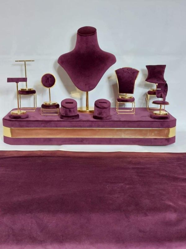 Velvet & Brass Jewellery Display Stand, Style : Modern