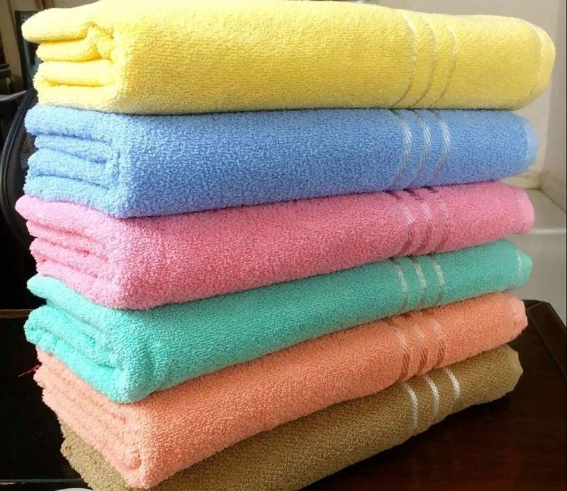 Multicolor Rectangle Plain Cotton Terry Towel, for Bath, Beach