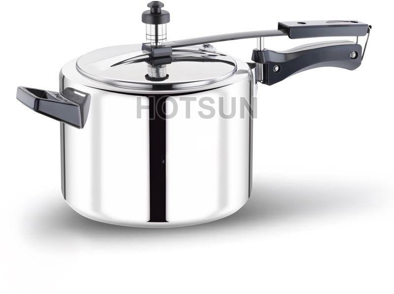 Silver Hotsun Round Steel Outer Lid Pressure Cooker, Handle Material : Plastic