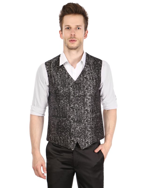 Cotton Mens Designer Black Waistcoat, Size : XL, Feature : Shrink ...