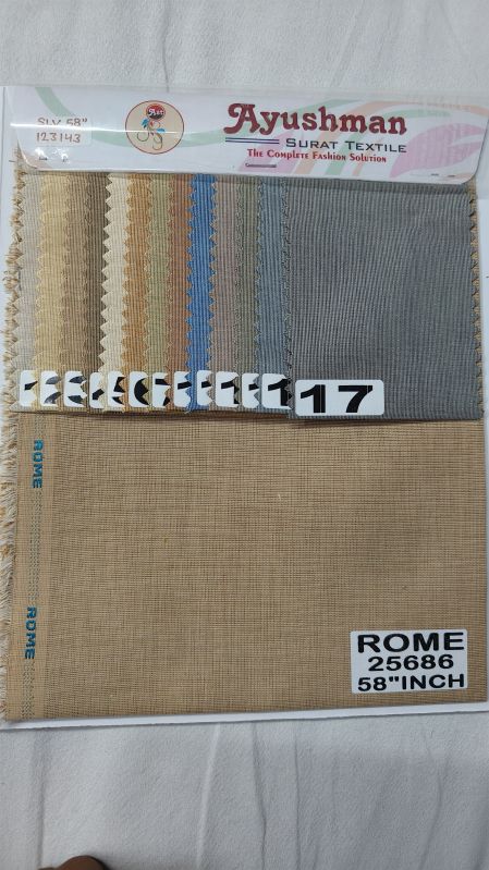 Plain Rome Cotton Shirting Fabric, For Shirting/kurta, Width : 58 Inch