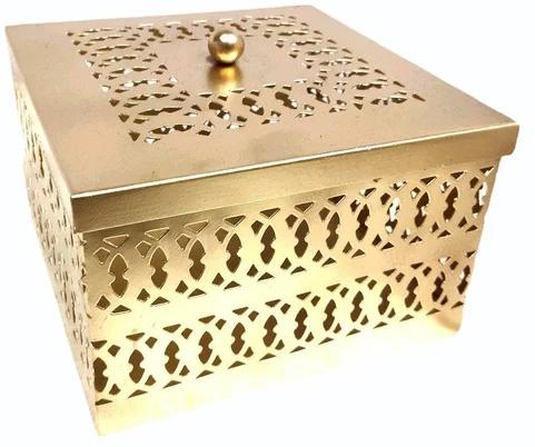 Golden Square Iron Metal Handicrafts Box, Size : 6 Inch