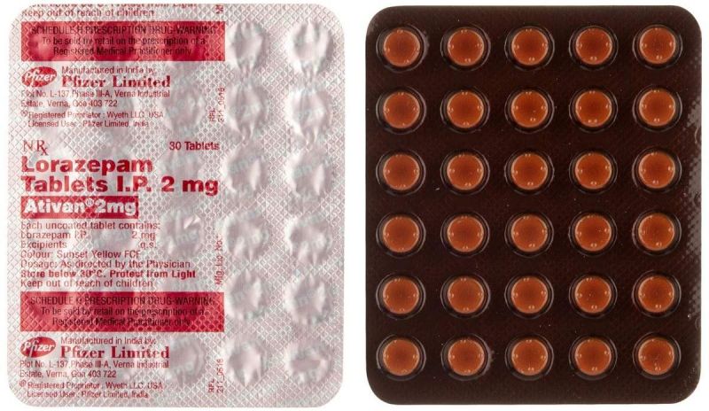 Ativan 2mg Tablets, for anxiety Disorder, Packaging Type : Blister