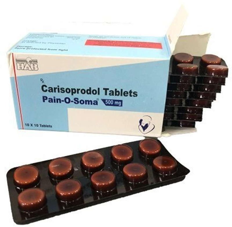 Pain-O-Soma 500mg Tablets, for Muscle Relaxer, Packaging Type : Blister