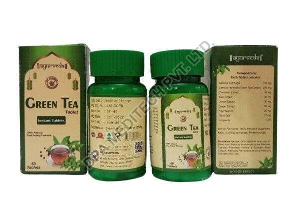 DP Ayurveda Green Tea Tablet, Packaging Type : Bottle
