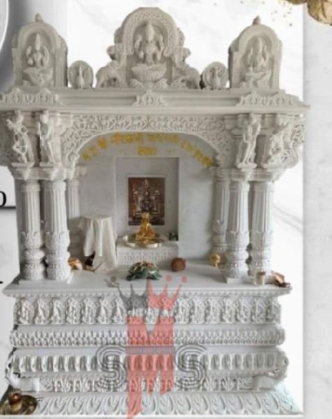 Polished Vietnam White Marble Mandir, For Home, Office, Colony, Packaging Type : Thermocol Box, Carton Box